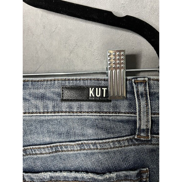 KUT from the Kloth Blue Gidget Cutoff Denim Shorts Mid Rise Stretch Women Size 2 - Picture 9 of 11